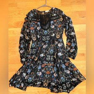 Floral long sleeve knee length dress